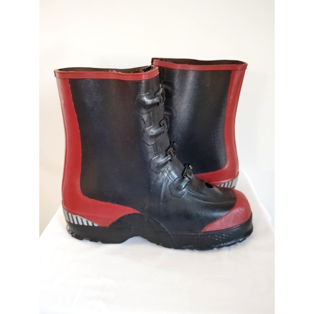 Red Wing WORX Men'11 Red Black Rubber 4‑Buckle Safety Waterproof Work Boots NWOT